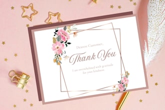 design professional amazon thankyou card, insert card, business card