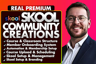 setup skool community, skool online course and skool community manager