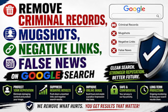 remove criminal records, mugshots, negative links, false news on google search