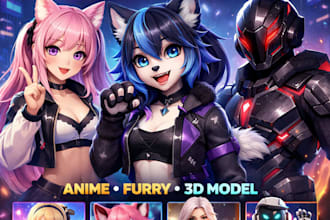 create vrchat avatar, anime vrc avatar, furry or custom 3d vr character