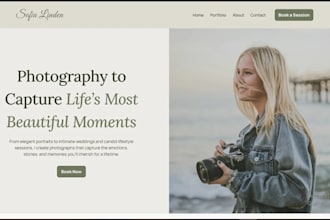 build framer webflow portfolio photography landing page wix website development