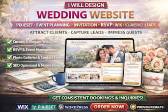 wedding website, pixieset, event planning invitation rsvp wix squarespace leads