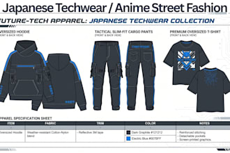 clothing tech pack fashion design, activewear, hoodie tech pack fashion designer