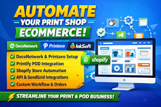 set up, customize, and integrate your deconetwork, printavo and shopify store
