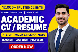 write a professional resume for teacher, professor, lecturer and academic cv