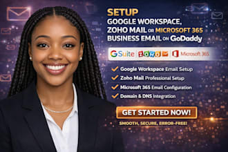 setup google workspace zoho mail or microsoft 365 business email on godaddy