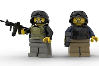 design lego minifigures, cars, vehicle, tank trucks, manual instructions