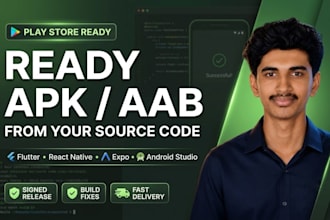 convert flutter, react native, expo and android studio to apk or aab