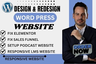 fix elementor issues, wordpress maintenance website, podcast, setup lms website