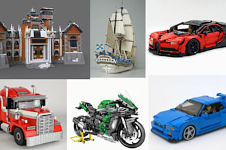 custom 3d lego mocs toy, cars, houses,  bike, ship, minifigures with pdf files