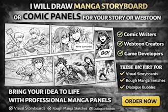draw manga storyboard or comic panels for your story or webtoon