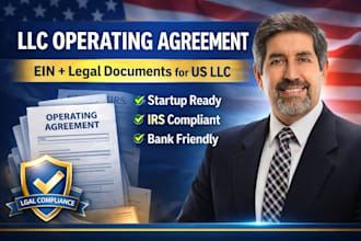 prepare operating agreement, ein and legal documents for US llc formation