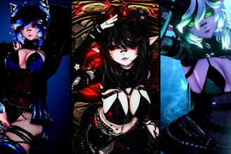 create 3d nsfw anime vtuber model, vrchat furry avatar, animaze vrm
