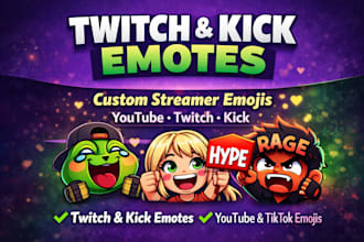 create custom twitch emotes, kick emotes and streamer emojis