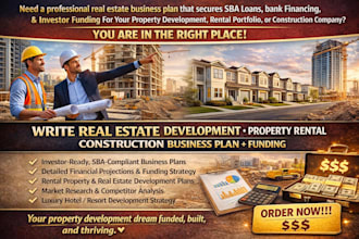 write real estate development property rental construction business plan funding