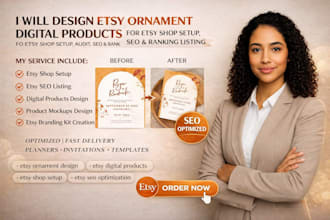 design etsy ornament digital products for etsy shop setup audit seo rank listing