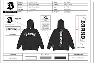 design fashion tech pack clothing tech pack streetwear and hoodie tech pack