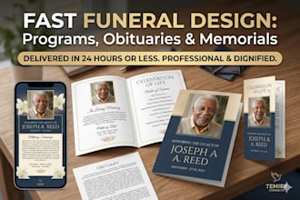 design funeral program, obituary, and memorials fast