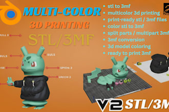 add color to 3d model and convert stl to 3mf split parts