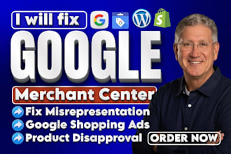 fix google merchant center misrepresentation, set up online store product feed