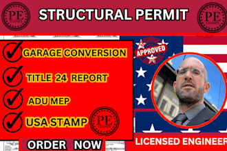 structural permit drawing,garage conversion,title 24 for california,usa stamp