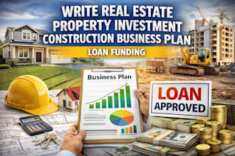 write real estate, property investment, construction business plan, loan funding