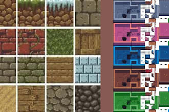 create 8x8, 16x16, 32x32, 64x64 pixel art tilesets and tilemaps