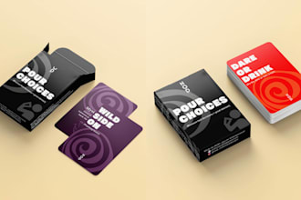 design playing card game adult drinking card deck party card box mockup rulebook