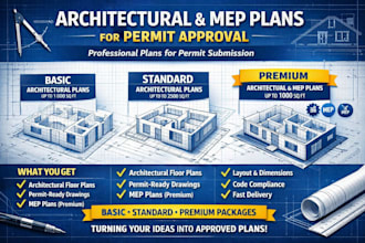 design and draft architecture and mep plans for permit