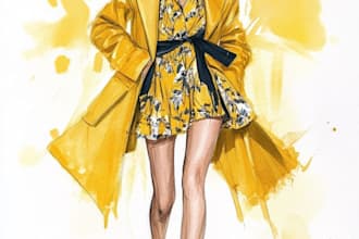 draw a fashion or editorial illustration, sketch,