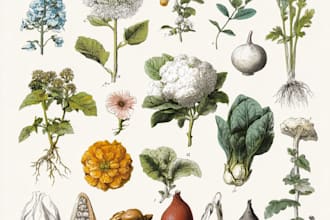 draw realistic plants, vegetables, fruits