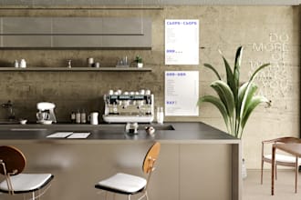 do 3d cafe design and retail store interior with animation