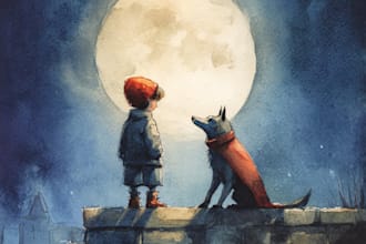 draw cute watercolor illustrations for children room
