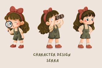 draw children character design sheet or turnaround sheet