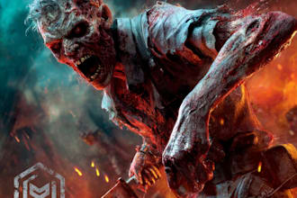 design highly detailed horror gaming youtube thumbnail