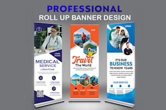 create a modern and eye catching roll up banner design