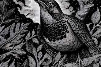 make black and white linocut engraving artwork