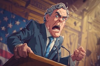 create  a political caricature and cartoon art