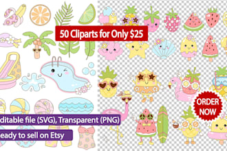 draw cartoon clipart, stickers, digital stamp, emoji, and emoticons