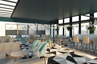 high quality virtual staging in different styles, restaurant interior rendering