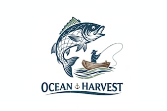 design a unique and eye catching fisherman logo for your brand