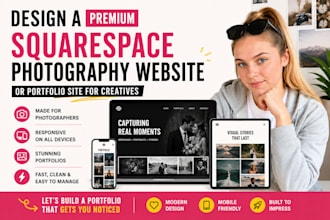 design a premium squarespace photography website or portfolio site for creatives