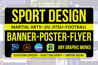 custom sports flyer design martial arts jiu jitsu football event poster banner