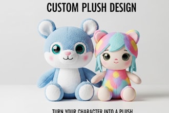 design custom plush toy plushie character stuffed animal ref sheet doll teddy