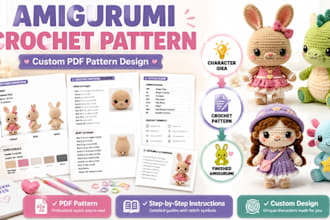 create amigurumi crochet pattern PDF for plush toy and etsy sellers
