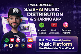 develop saas ai music distribution app, ai music sharing app, ai artiste app