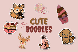 draw cute kawaii doodles stickers illustration