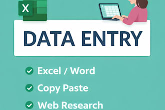 data entry, copy paste, and excel data entry