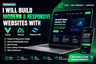 develop your web app in vue js nuxt js with tailwind css