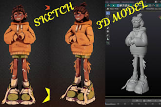 convert 2d to 3d model printable character model toy design stl file